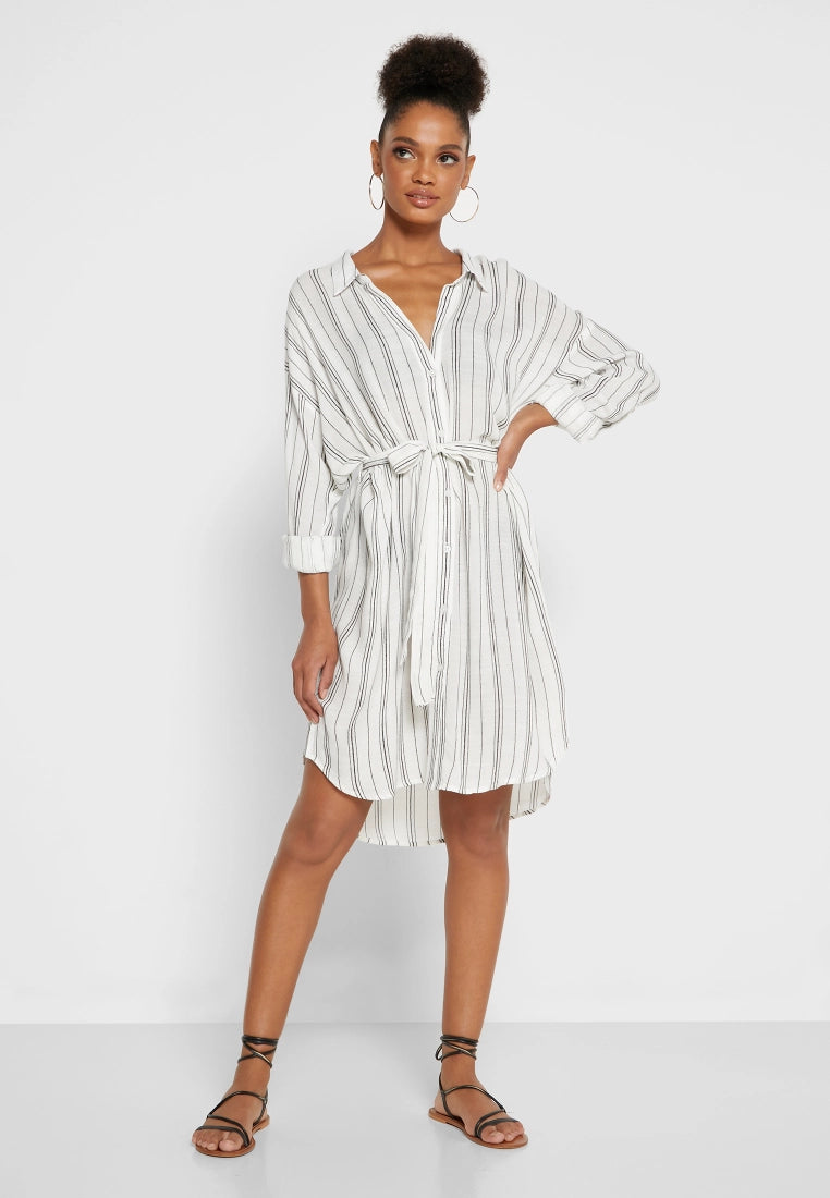 Buy stylish maxi dresses for women -Stripe Belted Beach Dress