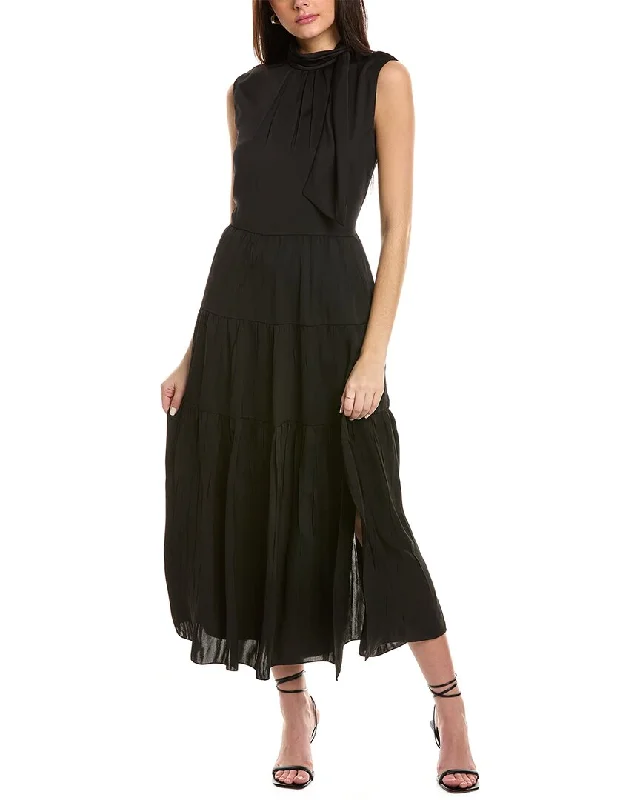 Cowl neck mini dresses for an elegant look -Theory Tiered Midi Dress