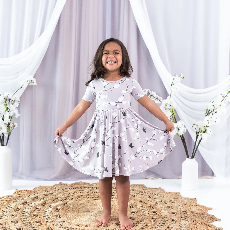 Ribbed mini dresses for a fitted look -Twirl Dress in Cherry Blossom