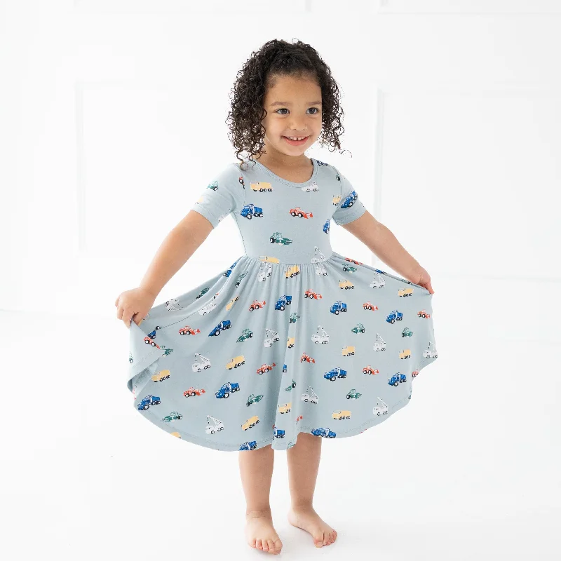 Color-block mini dresses for a modern aesthetic -Twirl Dress in Construction