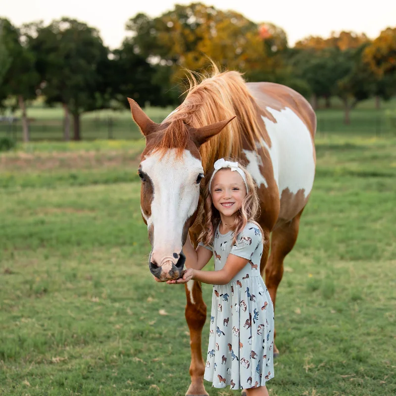 Mini dresses with button details for a trendy look -Twirl Dress in Horse