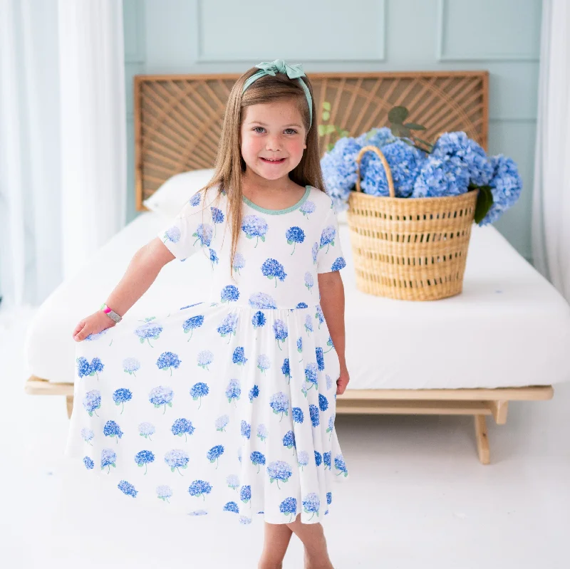 Linen mini dresses for breathable comfort -Twirl Dress in Hydrangea