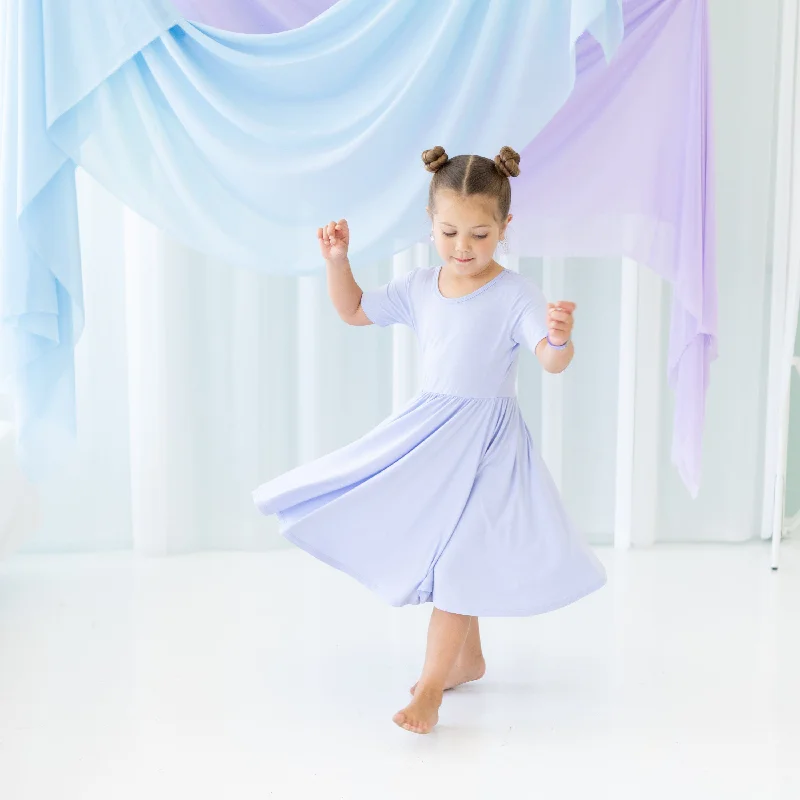 Mini dresses with bow tie details -Twirl Dress in Lilac
