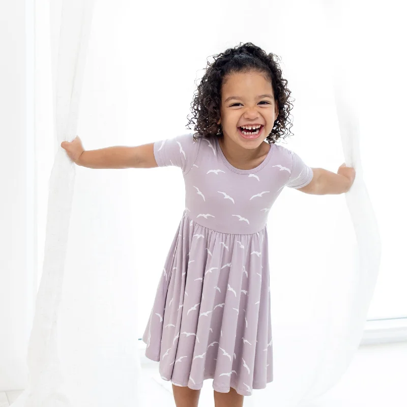 Belted mini dresses for a defined waistline -Twirl Dress in Seagull