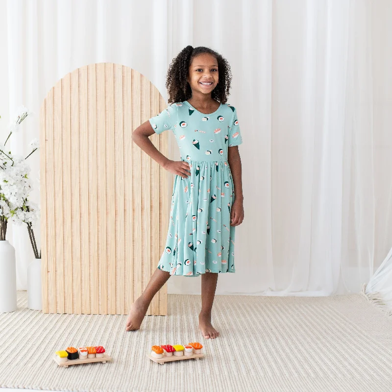 Cropped mini dresses for a trendy appearance -Twirl Dress in Sushi