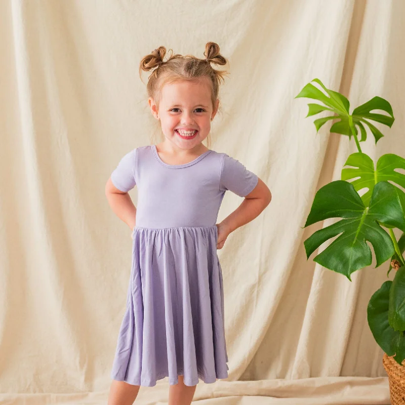 Mini dresses with color-block design for a modern twist -Twirl Dress in Taro