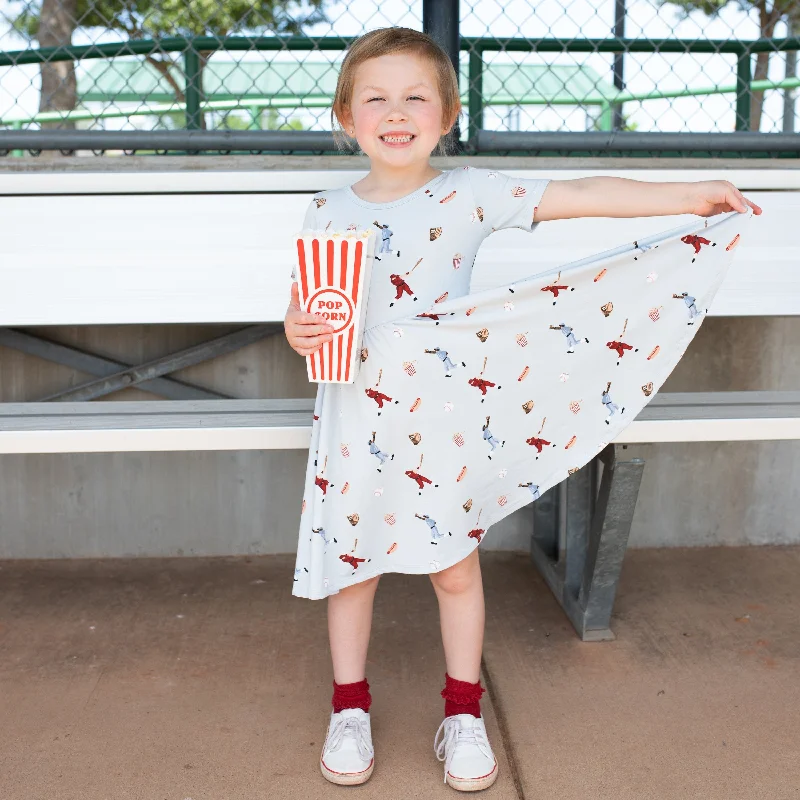 Tiered mini dresses for a playful silhouette -Twirl Dress in Vintage Baseball