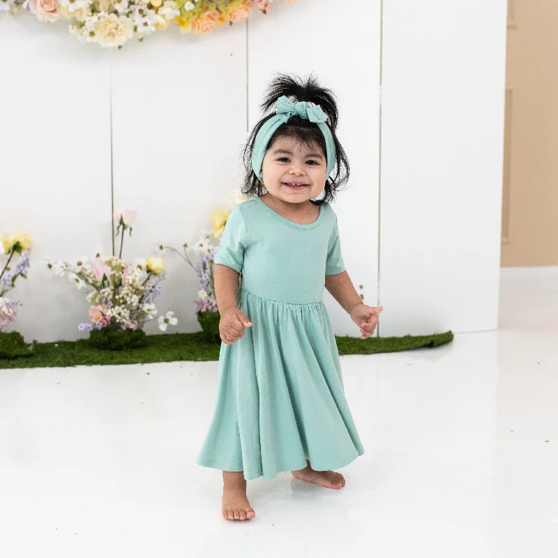 Mini dresses with adjustable straps for comfort -Twirl Dress in Wasabi