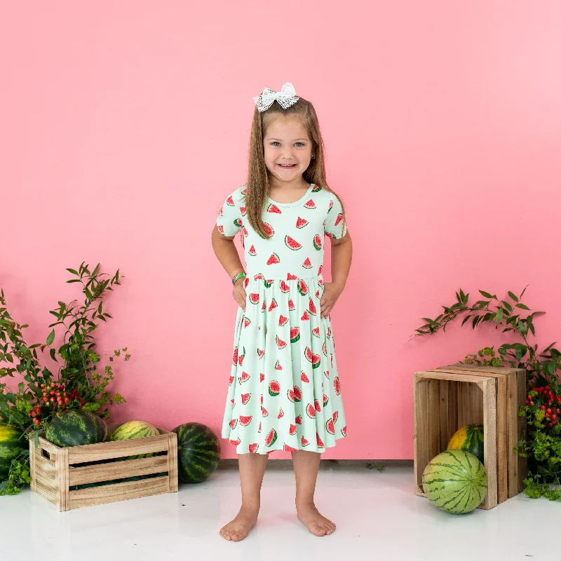 Halter neck mini dresses for a stylish appearance -Twirl Dress in Watermelon