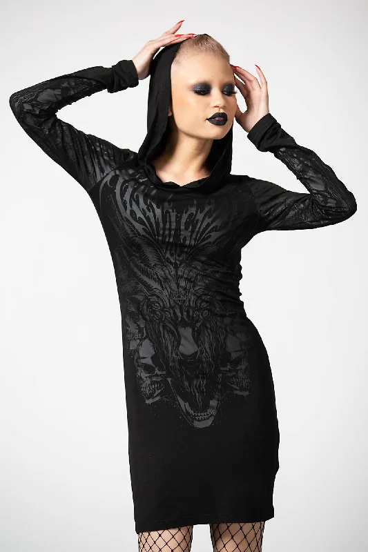 Dresses for pear-shaped body types -Untamed Hooded Dress - Resurrect