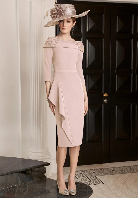Mini dresses with cut-out details for a daring and fashionable style -Veni Infantino Delicately Beaded Neckline Midi Dress, Almond Mini dresses with cut-out details for a daring and fashionable style -Veni Infantino Delicately Beaded Neckline Midi Dress, Almond