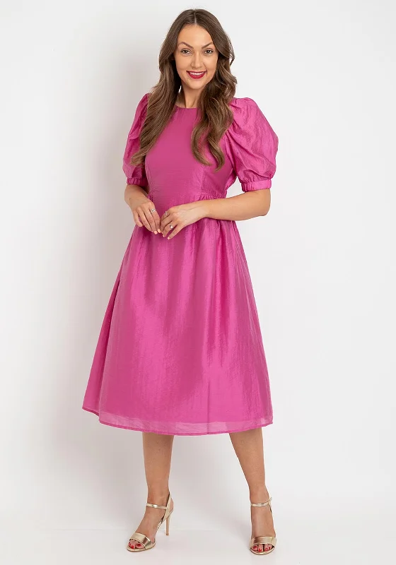 Plaid mini dresses for a preppy vibe -Vero Moda Puff Sleeve Smock Midi Dress, Phlox Pink Plaid mini dresses for a preppy vibe -Vero Moda Puff Sleeve Smock Midi Dress, Phlox Pink