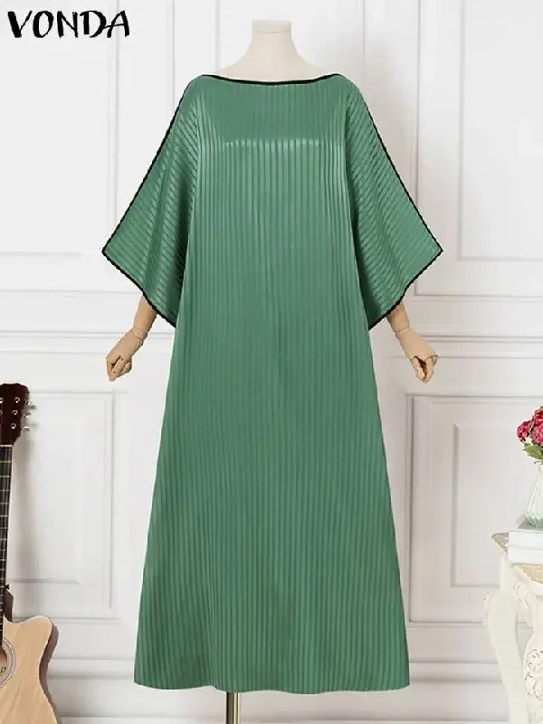 Off-shoulder mini dresses for a chic look -VONDA Autumn Women's Dress 3/4 Sleeve 5XL S4601713