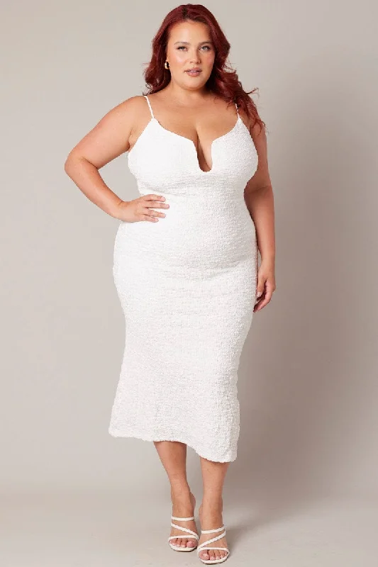 Elegant evening dresses for prom -White Bubble Maxidress