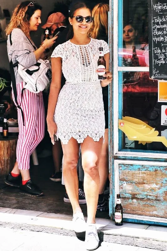 Shop beautiful slip dresses for women -White Lace Dress - Rosalina