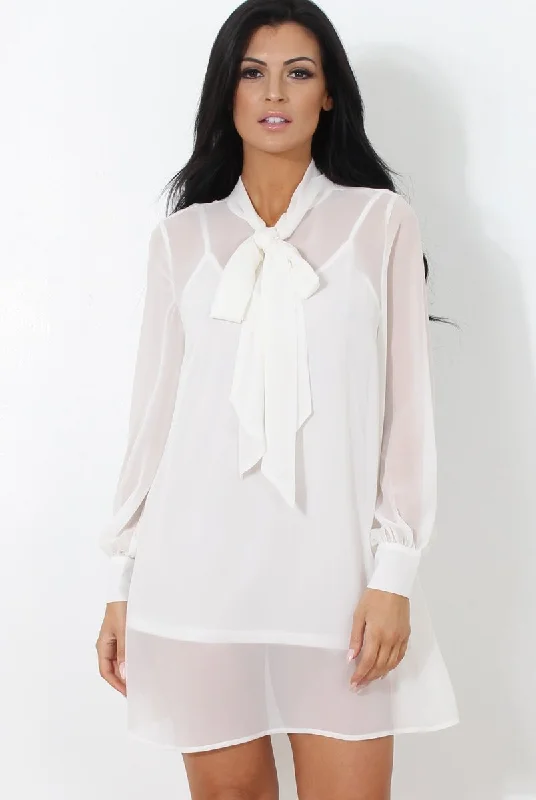 Trendy dresses for bridesmaids -White Shift Dress-Whitley