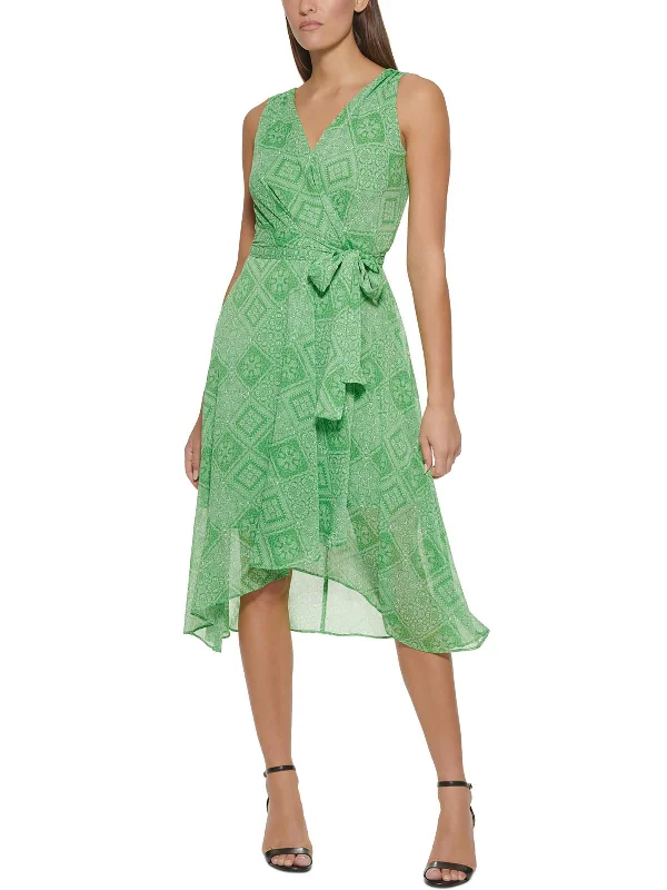 Affordable mini dresses online -Womens Chiffon Printed Midi Dress