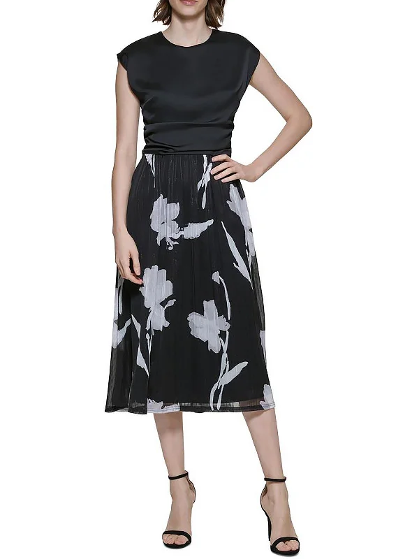 Mini dresses with button-up front for a casual feel -Womens Chiffon Printed Midi Dress Mini dresses with button-up front for a casual feel -Womens Chiffon Printed Midi Dress