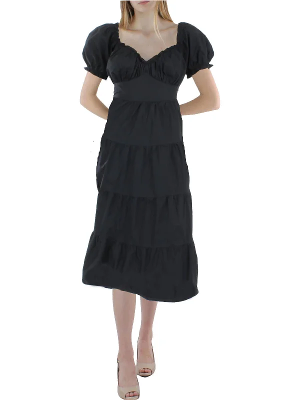 Mini dresses with animal prints for a wild look -Womens Cotton Smocked Midi Dress