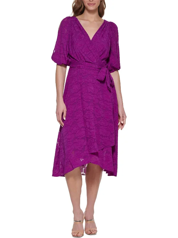 Mini dresses with lace trim for a delicate and feminine touch -Womens Floral Knee Midi Dress Mini dresses with lace trim for a delicate and feminine touch -Womens Floral Knee Midi Dress