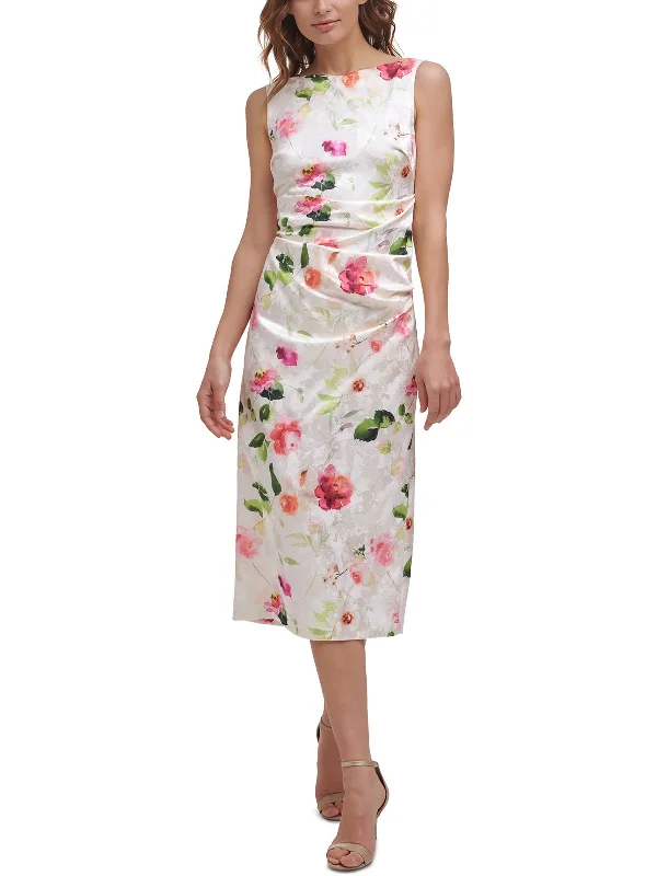 Bishop sleeve mini dresses for a touch of elegance -Womens Jacquard Midi Sheath Dress Bishop sleeve mini dresses for a touch of elegance -Womens Jacquard Midi Sheath Dress