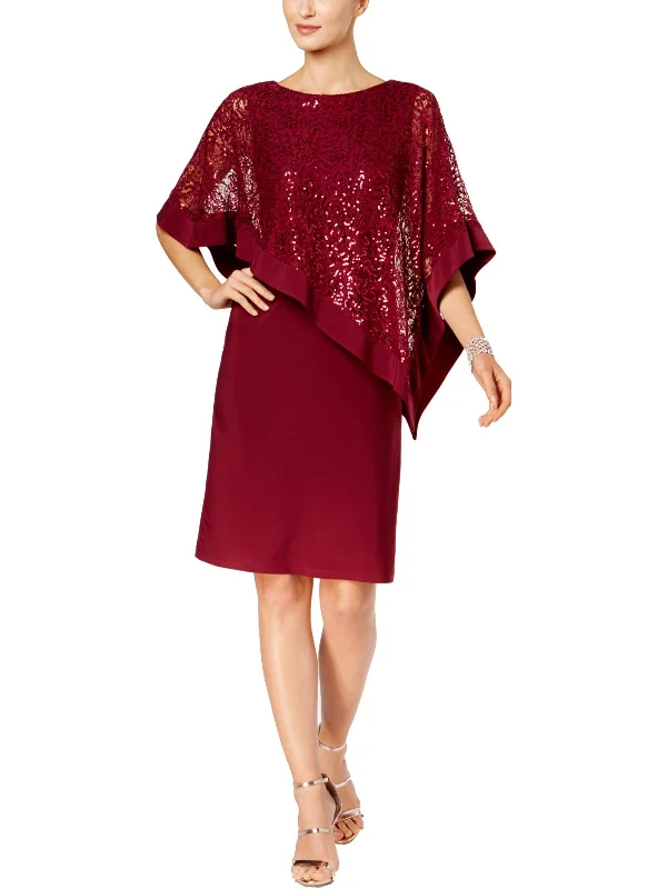 Belted mini dresses for a defined waistline -Womens Sequined Lace Special Occasion Dress Belted mini dresses for a defined waistline -Womens Sequined Lace Special Occasion Dress