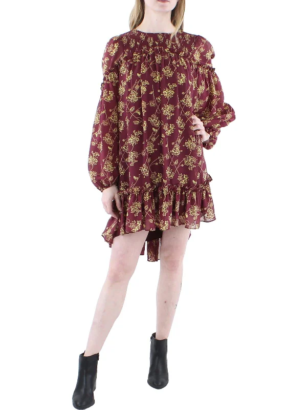 Belted mini dresses for a defined waistline -Zola Womens Chiffon Floral Shift Dress