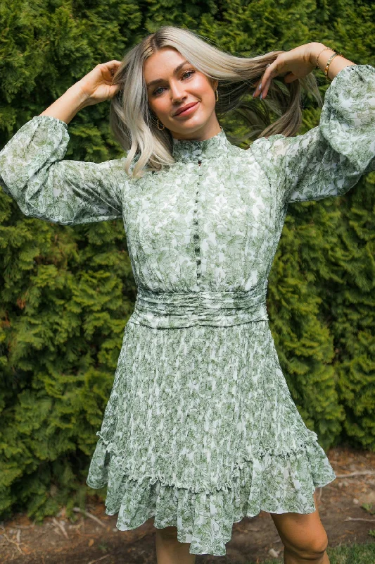 Flare dresses with off-shoulder designs for a romantic look -Brynley Dress in Green Flare dresses with off-shoulder designs for a romantic look -Brynley Dress in Green