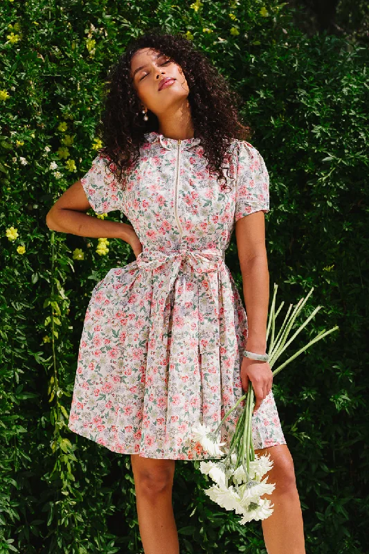 Flare dresses with tulle skirts for a ballerina-inspired style -Chelsea Dress in Cream Floral
