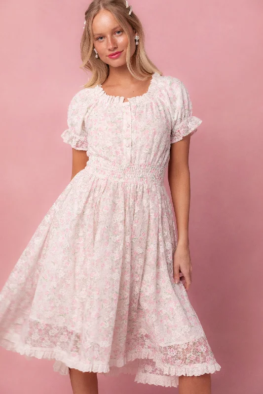 Flare dresses with tie-dye effects for a bohemian style -Esmee Dress in Floral