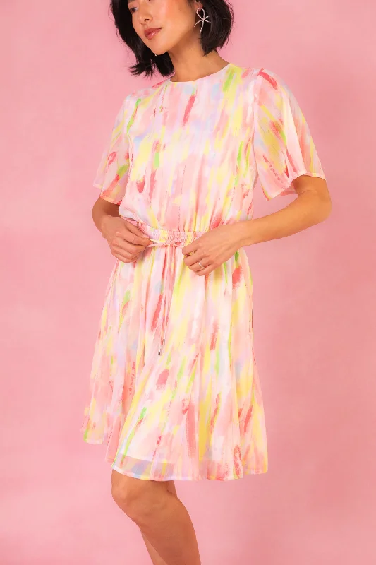 Flare dresses with mesh panels for a modern edge -In the Clouds Dress in Pastels