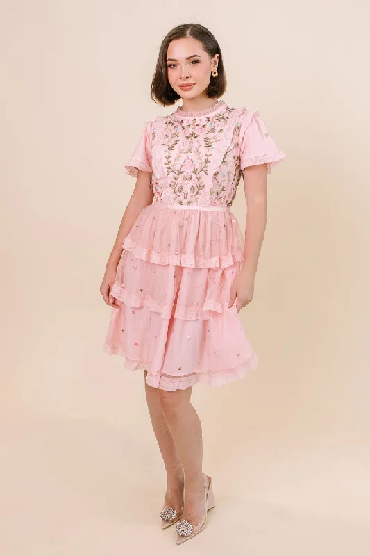 Flare dresses with puffed sleeves for a dramatic effect -Ingrid Embroidered Dress