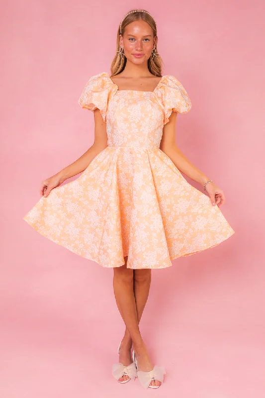 Plus-size women's flare dresses -Ivanna Dress in Peach