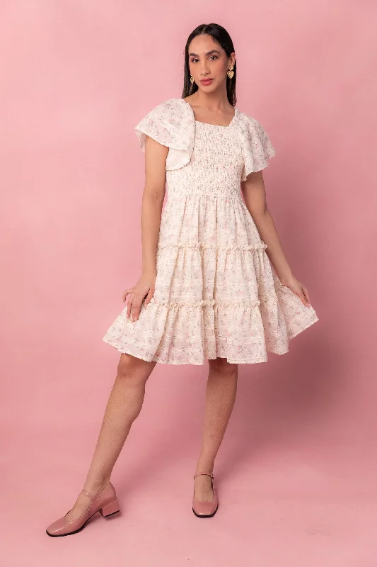 Flare dresses with ruched bodices for a flattering fit -Madison Dress in Eyelet Floral Flare dresses with ruched bodices for a flattering fit -Madison Dress in Eyelet Floral