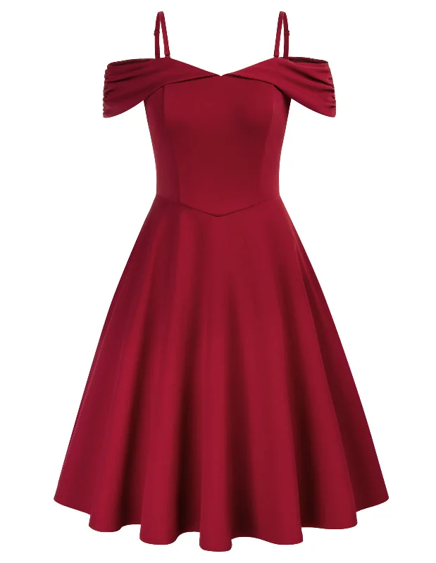 Flare dresses with plaid designs for a cozy feel -Off Shoulder Dress Spaghetti Straps Flared A-Line Slip Dress Flare dresses with plaid designs for a cozy feel -Off Shoulder Dress Spaghetti Straps Flared A-Line Slip Dress