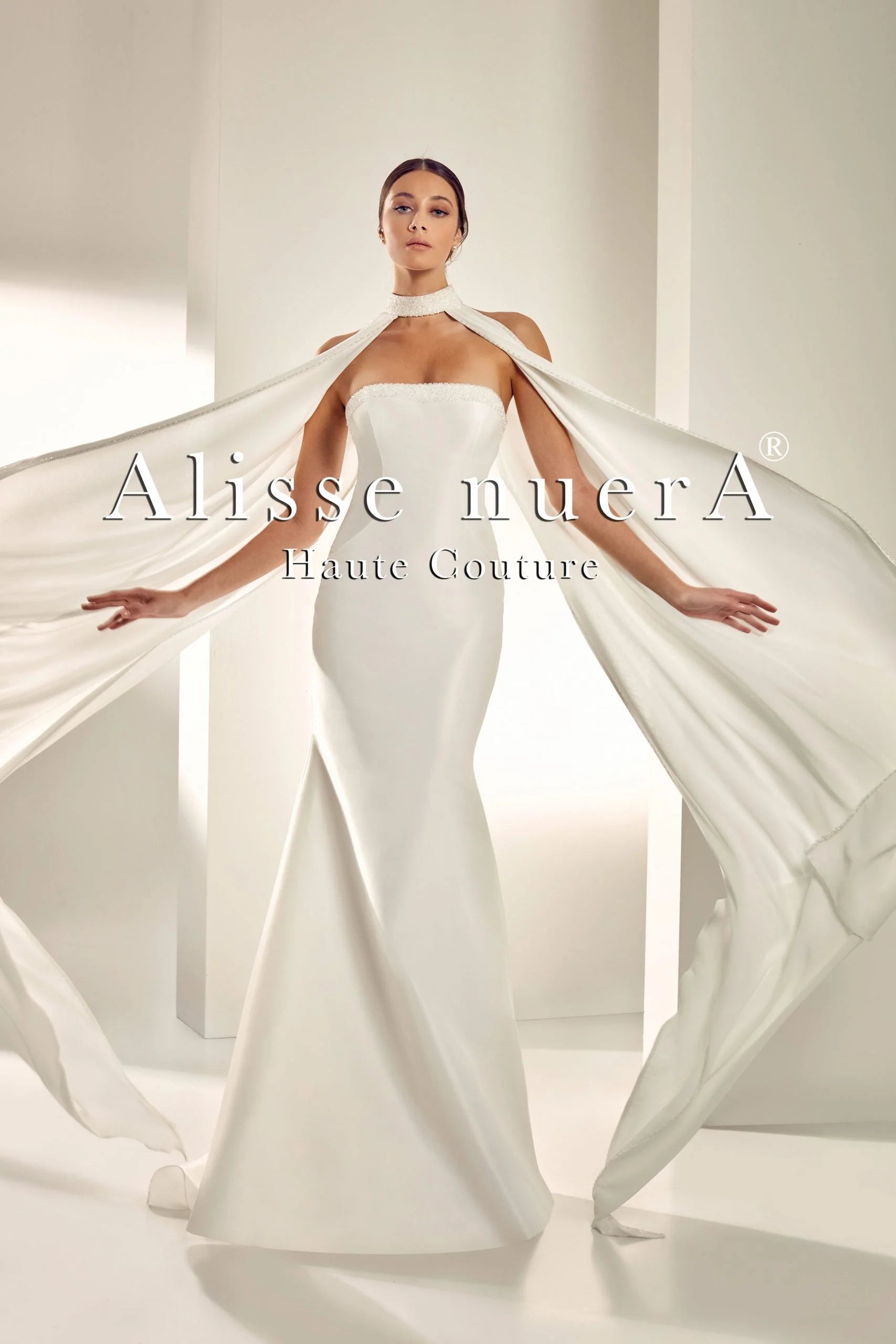 Flare dresses with empire waists for an elegant silhouette -Simple Bridal Gown with High Neck Floor Length Flare Chiffon Bridal Cape Flare dresses with empire waists for an elegant silhouette -Simple Bridal Gown with High Neck Floor Length Flare Chiffon Bridal Cape