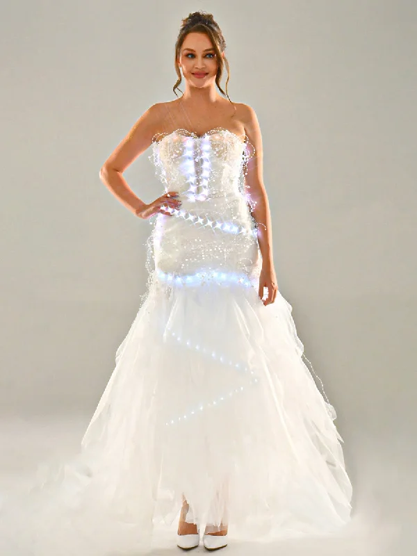 Elegant flare dresses for evening events -Strapless Fit And Flare Wedding Dress Party Gowns Elegant flare dresses for evening events -Strapless Fit And Flare Wedding Dress Party Gowns