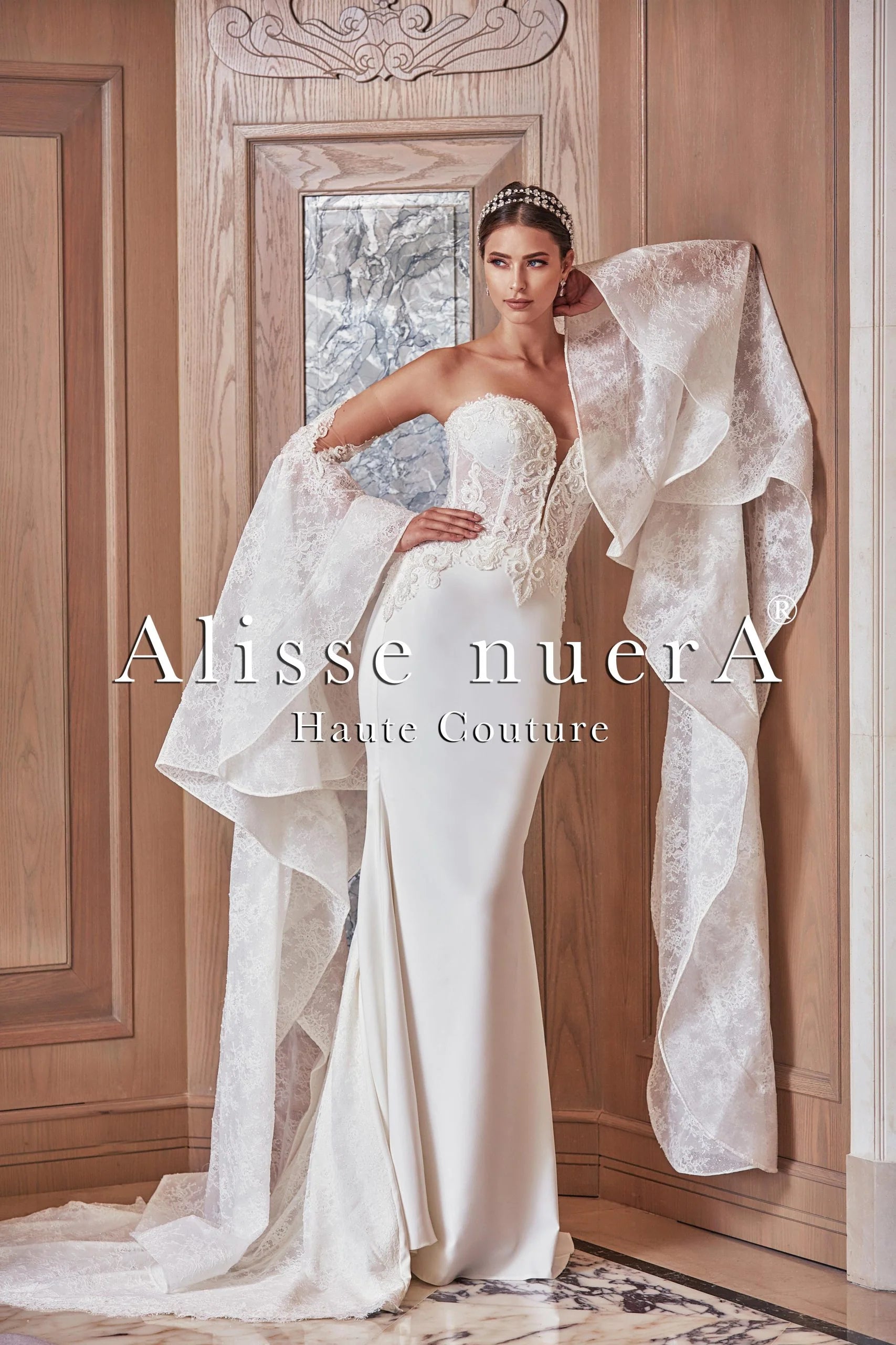 Flare dresses with geometric prints for a contemporary look -Strapless Sweetheart Neckline Mermaid Bridal Dress with Detachable Long Flare Sleeve Flare dresses with geometric prints for a contemporary look -Strapless Sweetheart Neckline Mermaid Bridal Dress with Detachable Long Flare Sleeve