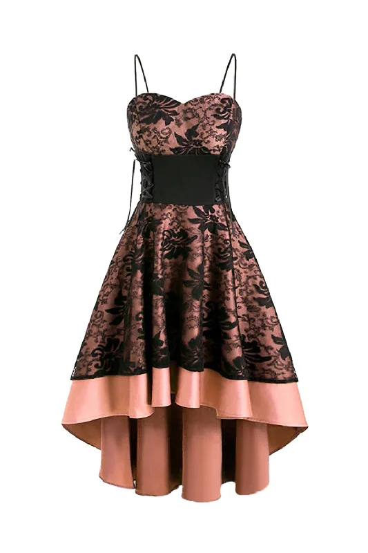 Midi-length flare dresses for a modest look -Blush Lace Robe d’Halloween haute-basse Midi-length flare dresses for a modest look -Blush Lace Robe d’Halloween haute-basse