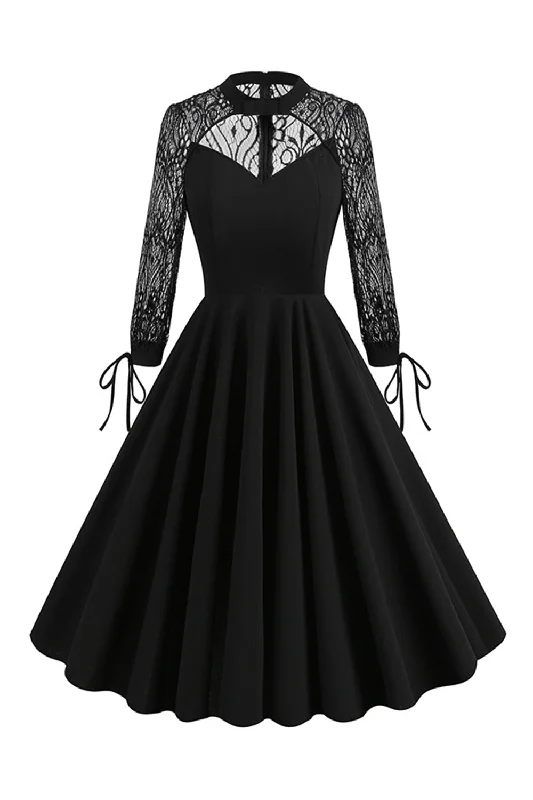 Flare dresses with cap sleeves for a modest style -Rétro Halloween Dark Hollow Robe en dentelle dos nu Flare dresses with cap sleeves for a modest style -Rétro Halloween Dark Hollow Robe en dentelle dos nu