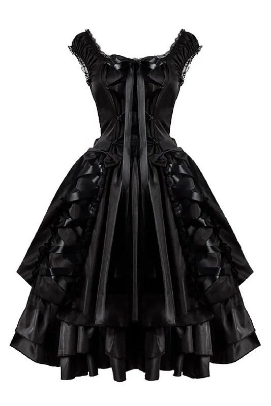 Flare dresses with floral embroidery for a delicate touch -Robe vintage noire d’Halloween avec dentelle Flare dresses with floral embroidery for a delicate touch -Robe vintage noire d’Halloween avec dentelle