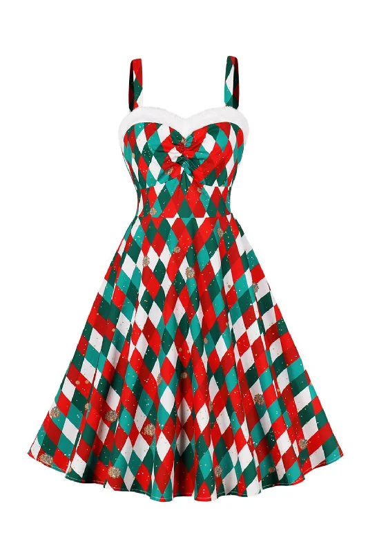 Flare dresses with off-shoulder designs for a romantic look -Une ligne Spaghetti Bretelles Rouge Noël Vinatge Robe Flare dresses with off-shoulder designs for a romantic look -Une ligne Spaghetti Bretelles Rouge Noël Vinatge Robe