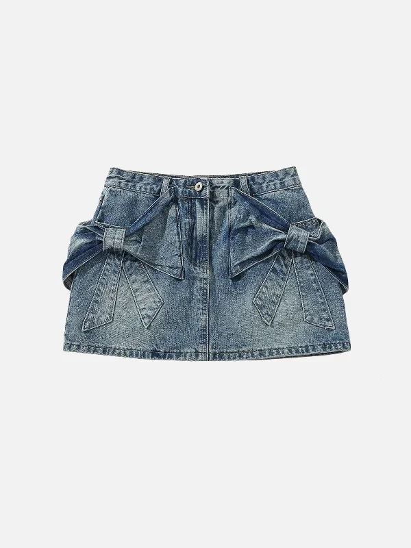 Aelfric Eden Bow Washed Denim Skirt