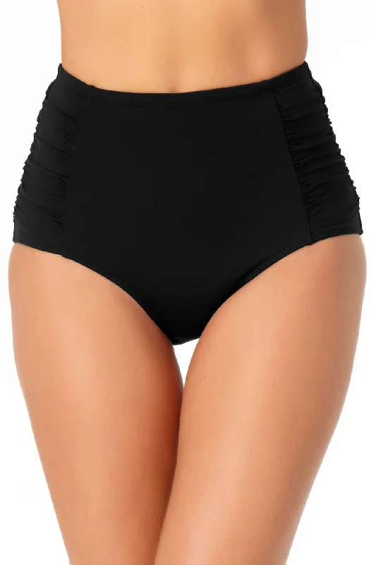 Anne Cole - Shirred High Waist Tummy Control Bottom