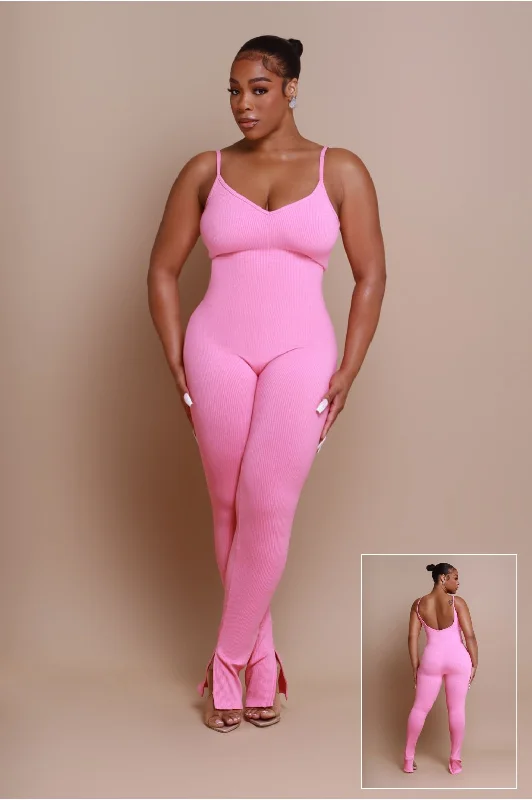 Best Spot Cellulite Deleter Open Back Jumpsuit - Pink