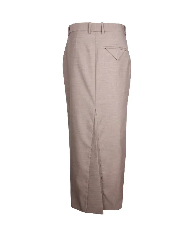 bottega-veneta-high-waisted-front-split-long-skirt-in-brown-wool