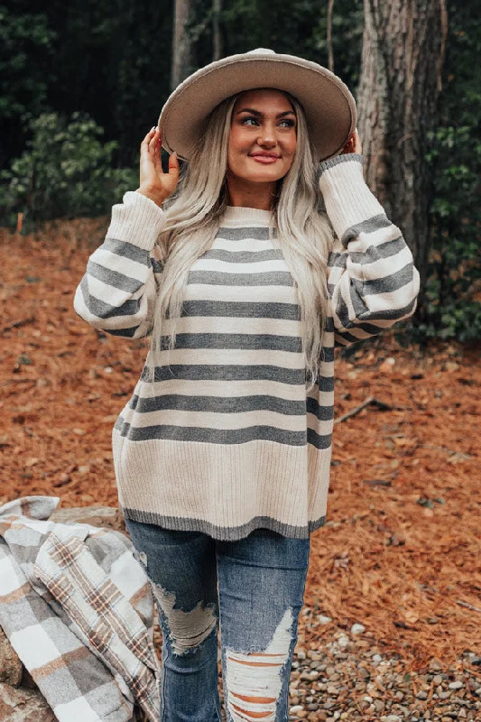 Denver Icon Stripe Sweater In Grey