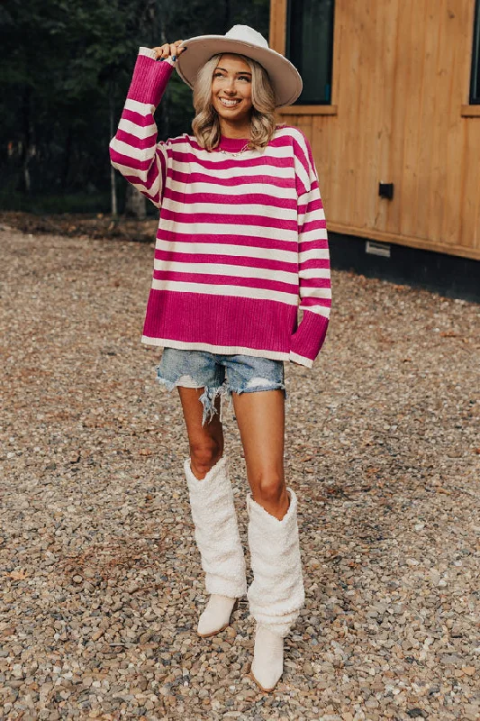 Denver Icon Stripe Sweater In Orchid