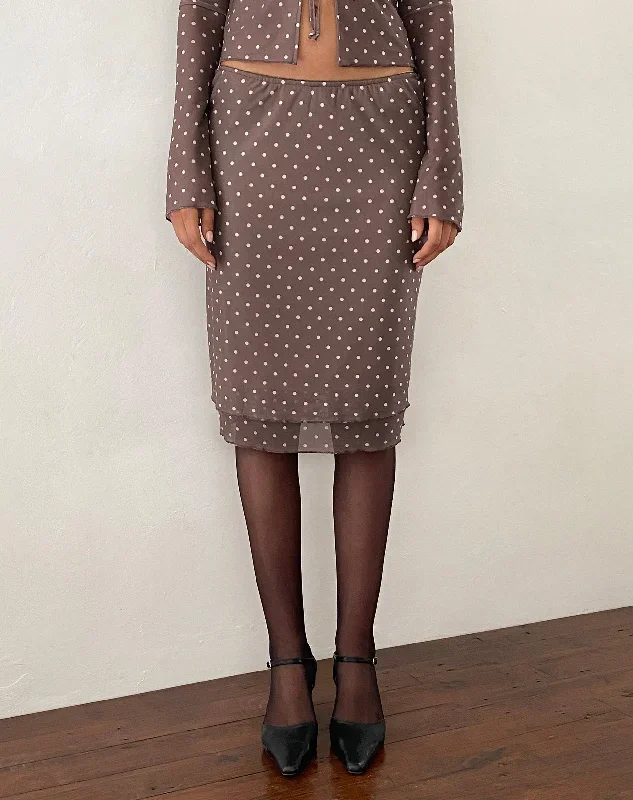 Eldonia Midi Skirt in Basic Polka Brown