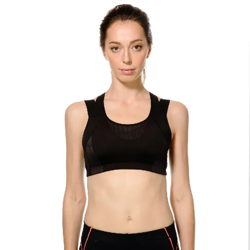 High Impact Support Full Coverage Racerback Wireless No Bounce Black Running Bra